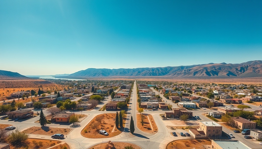 Aerial view of Canadian town during hottest temperature, 2025