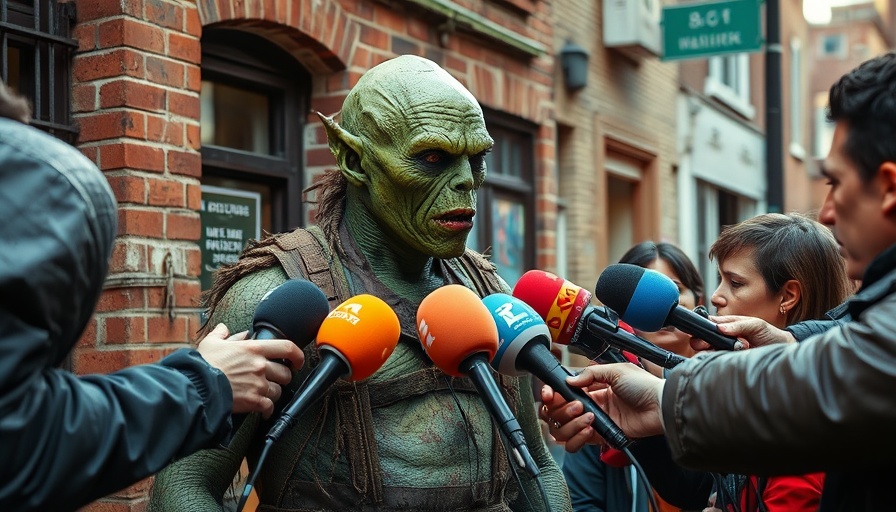 Toxic Avenger addressing healthcare debt relief in urban setting.