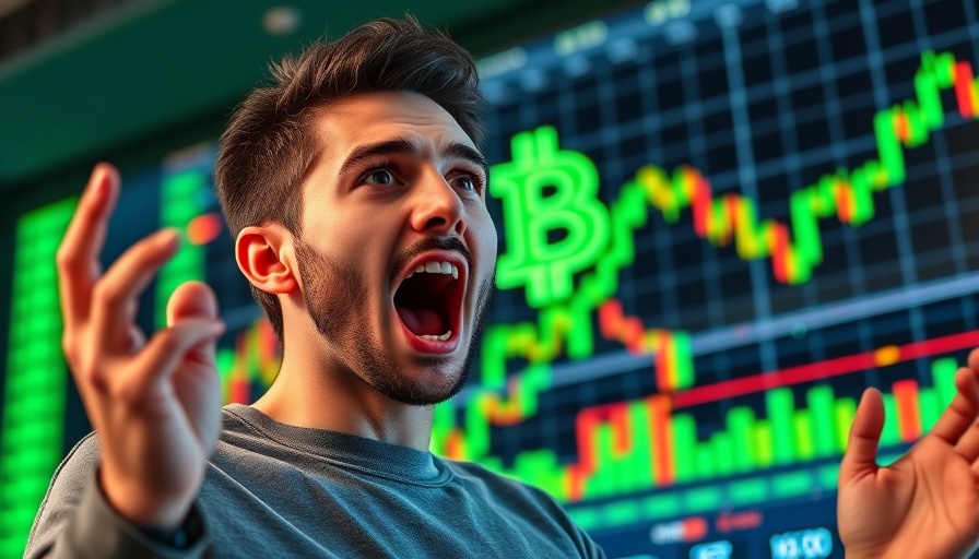 Excited man and cryptocurrency chart for lagging altcoins analysis.