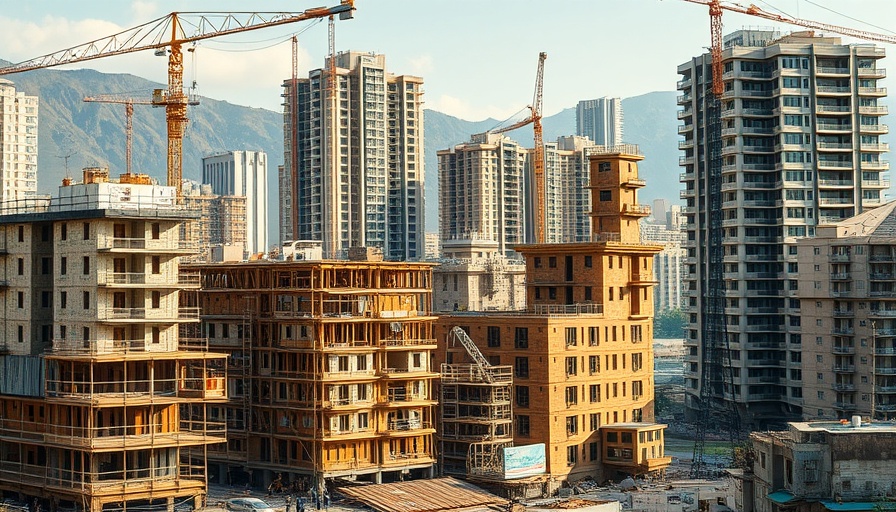 Urban construction site in Kelowna showing diverse buildings.