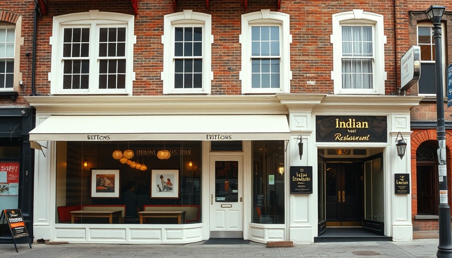 Facade of upscale Indian restaurant in the U.S.