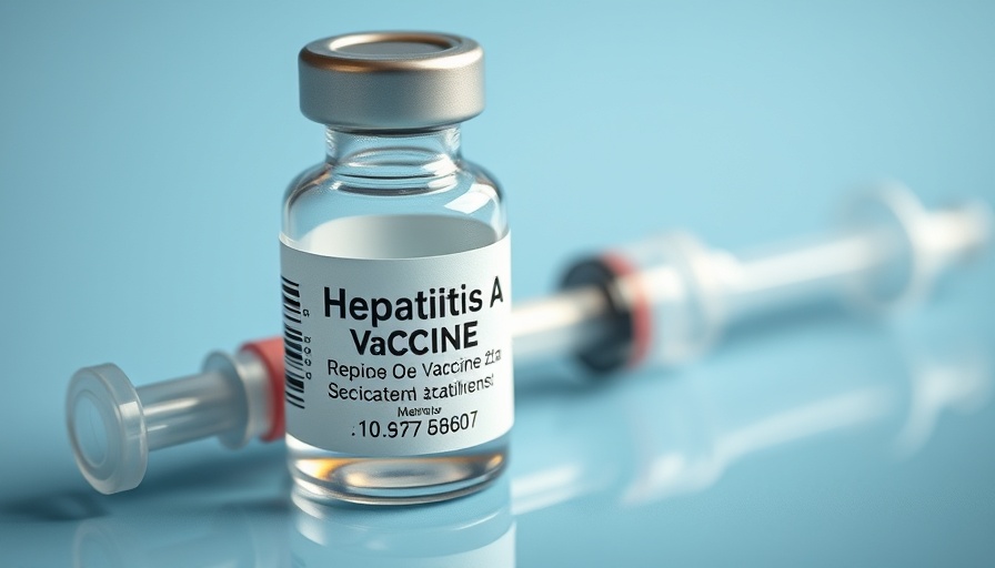 Hepatitis A vaccine vial with syringe, Sunshine Coast exposure warning.