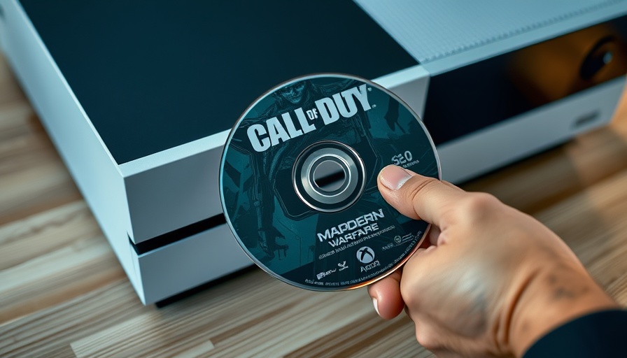 Call of Duty disc being loaded into Xbox One console, focuses on game branding.