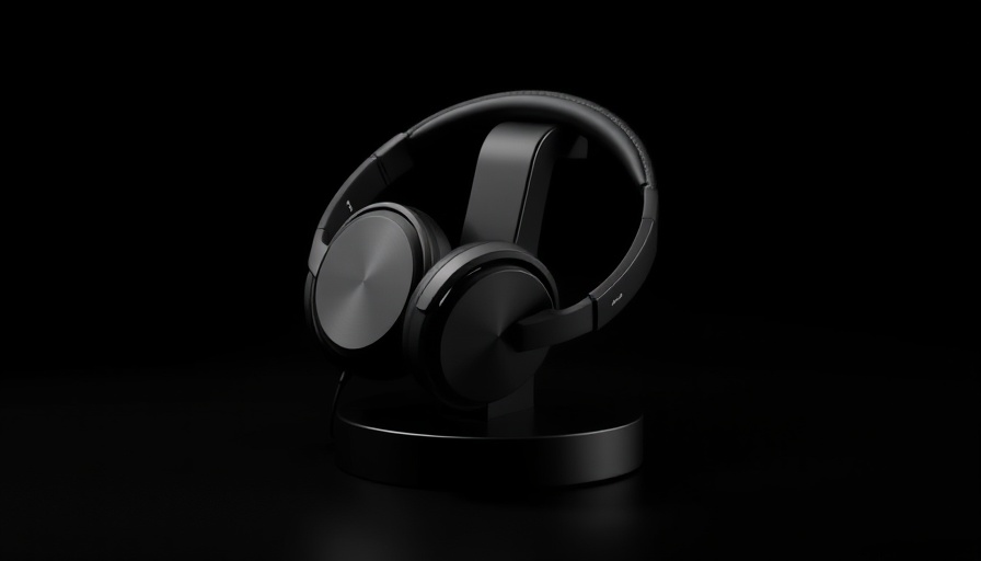 Mophie AirPods charging stand displaying headphones in a sleek style.
