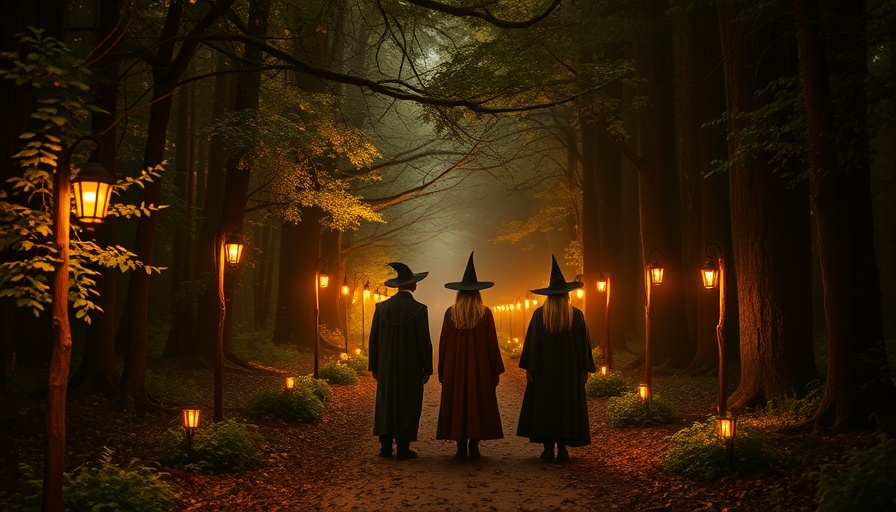 People exploring magical lantern-lit path at Vancouver Harry Potter event.