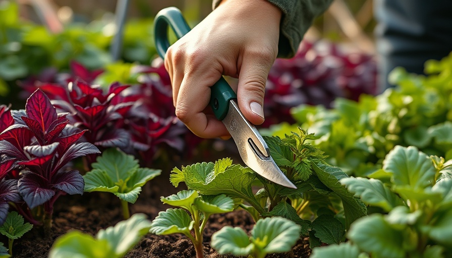 Preparing raised beds for overwintering by clipping plants.