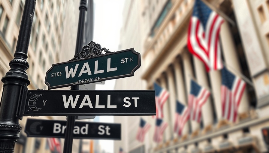 Wall Street signs with American flags, highlighting investment focus.