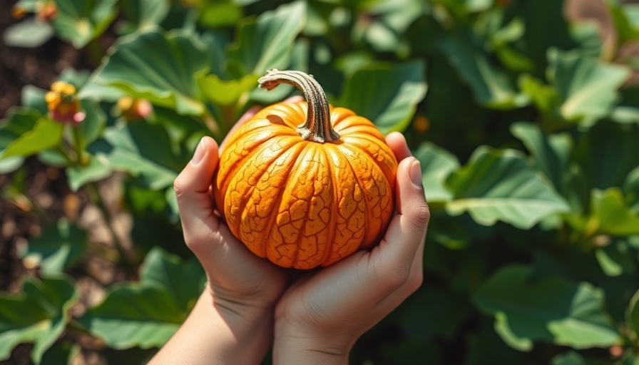 Pumpkin decoration ideas: small carved pumpkin in garden.