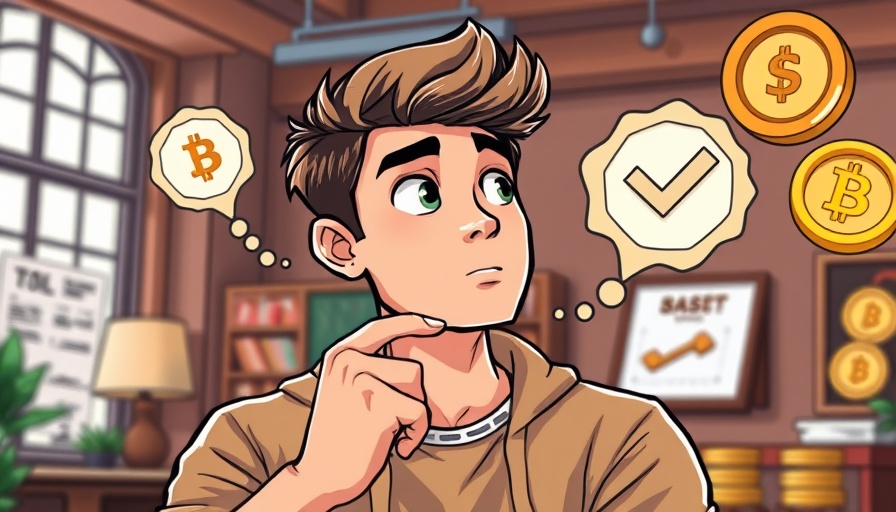Young man contemplating altseason predictions for Q4 2023, cartoon style.