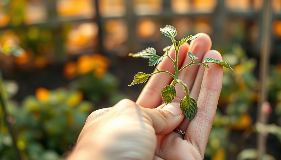 Close-up of tomato cutting for overwintering indoors, gardening guide.