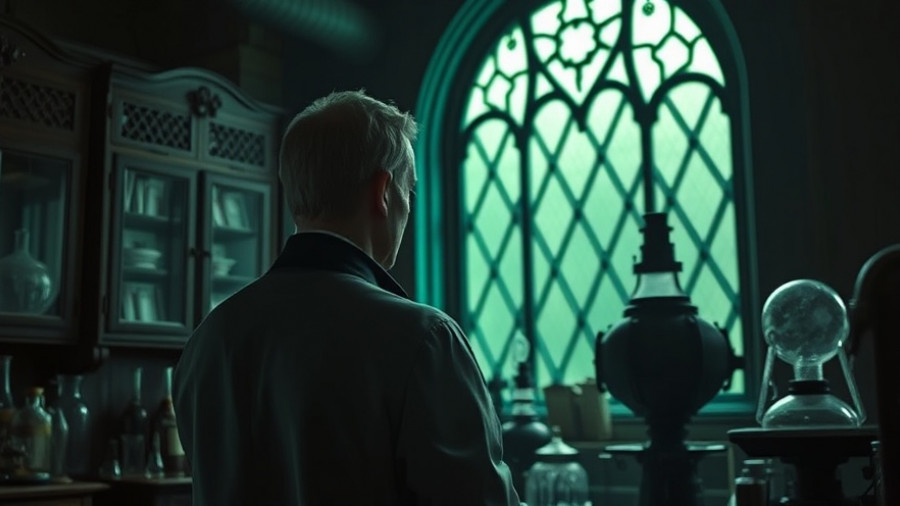 Victorian scientist in vintage lab setting, Del Toro's Frankenstein.