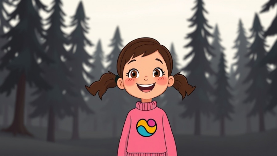 Cheerful cartoon girl in forest scene, animated shows with no bad seasons.