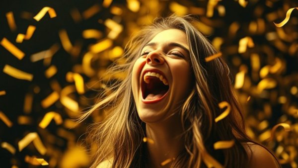 Golden Buzzer Moment Jourdan Blue, joyful celebration with confetti.