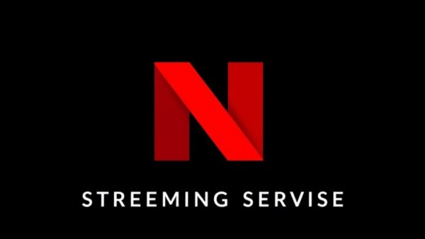 Bold red Netflix logo on black background representing streaming services.