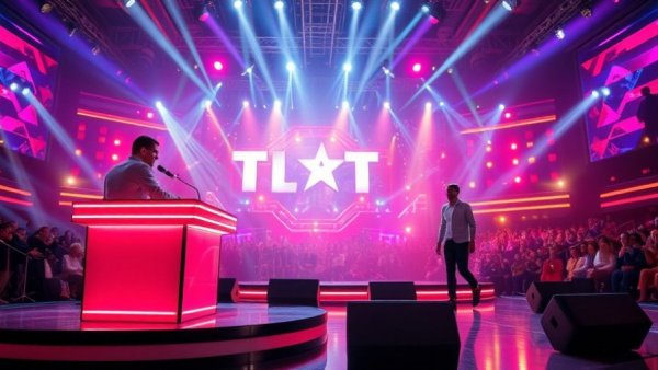 American Idol nostalgia with judge and contestant on vibrant show set.