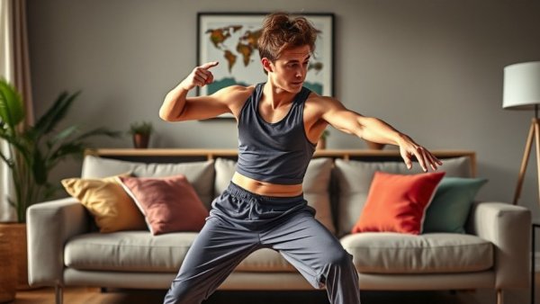 Vibrant dance move in modern setting reflecting dance studio trends.