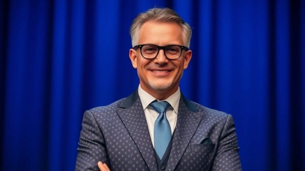 Cheering for Thunderstorm Artis, smiling man on stage in elegant suit.