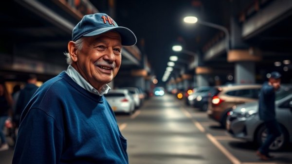 Nigel Lythgoe at night in urban parking area during comeback.