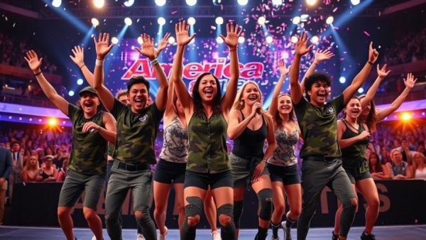 Energetic performance of Zurcaroh on America's Got Talent stage.