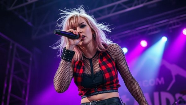 Dynamic punk rock singer performing at No Doubt Sphere Residency