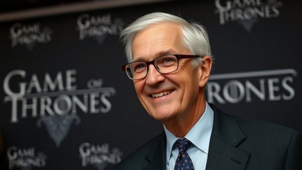 Engaging event portrait, smiling older man with backdrop.