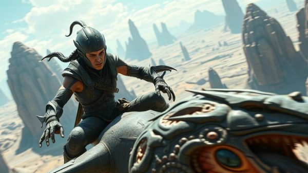 Alien warrior from secrets of Avatar film series riding a creature.