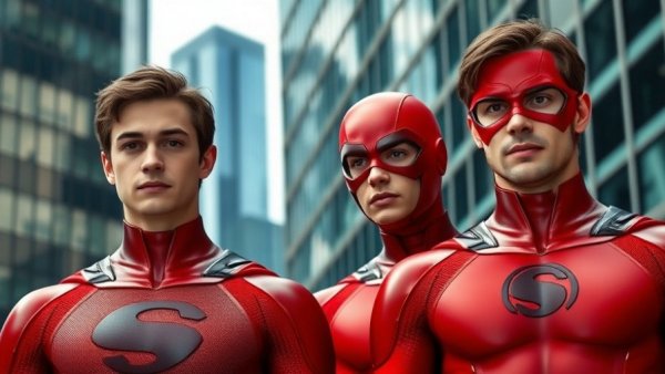 The Flash and another hero stand together in urban setting.