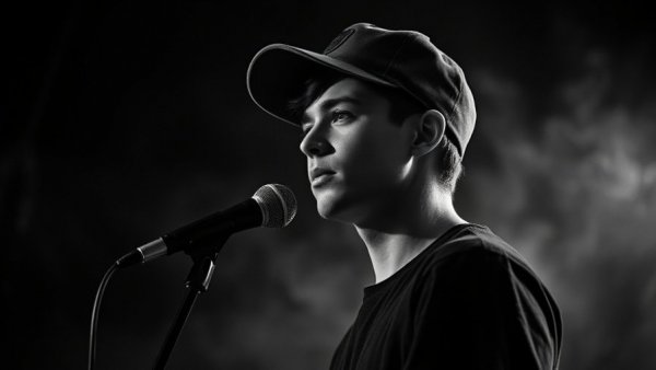 Contemplative man on stage with keyboard, R&B albums of 2025.