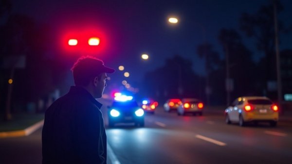 Mayoral candidate in traffic stop confrontation at night under police lights.