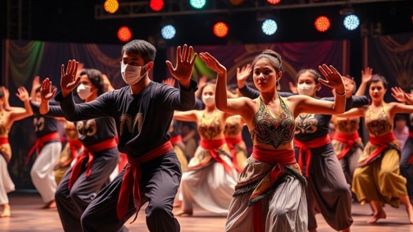 Stunning Auditions on AGT: Intricate dance performance with vibrant lights.