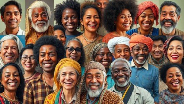 Vibrant collage of cultural icons lost in 2025, featuring diverse smiles.