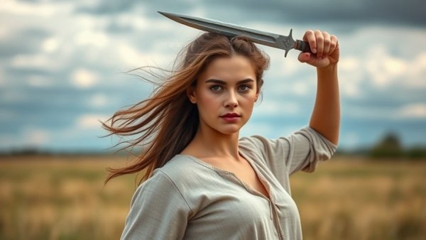 Young woman holding dagger in grassy field, linked to Avatar Fire and Ash global box office.