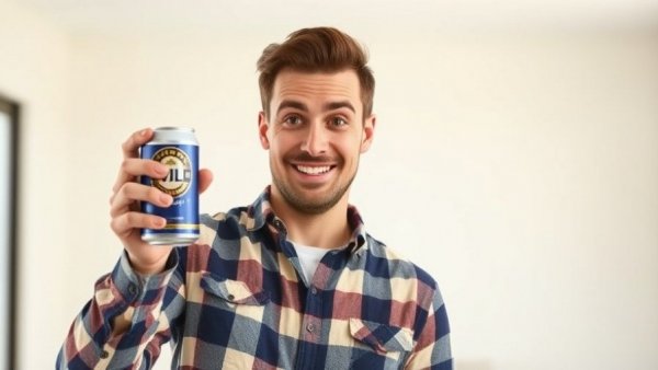 Luke's backpack adding up: Man with a beer, playful expression.