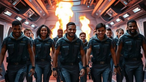 Diverse cadets walking confidently in Starfleet Academy setting, Starfleet Academy review