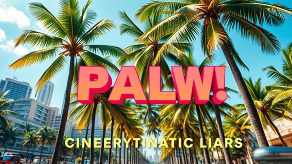 Live stream graphic with palm trees, latest trends in pop culture.