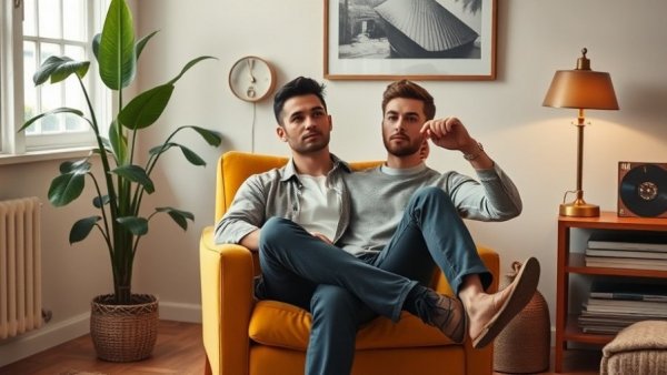 Stylishly relaxed man in a retro-themed room, highlighting Michael Mayo Grammy nominations.