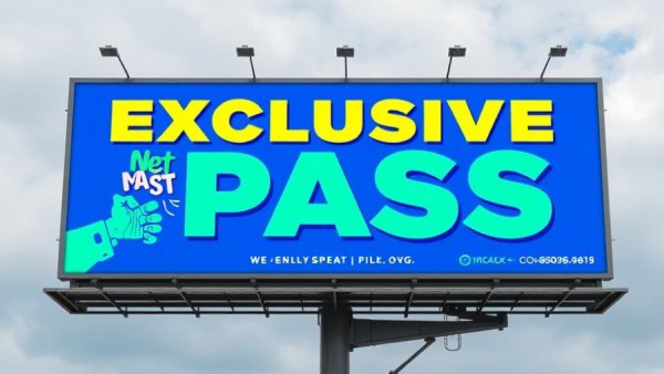 Vibrant billboard ad for exclusive pass, bold typography.