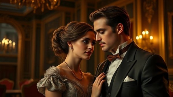 Bridgerton Season 4 characters at an elegant evening event.