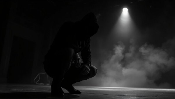 Mysterious cloaked figure on stage in Spider-Noir series review.