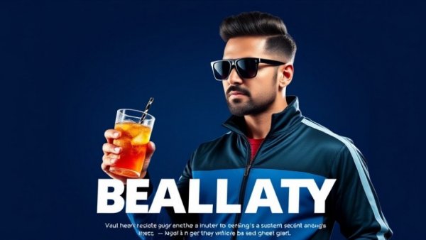 Promotional poster featuring a man in sunglasses holding a drink, themes of drinking and honesty.