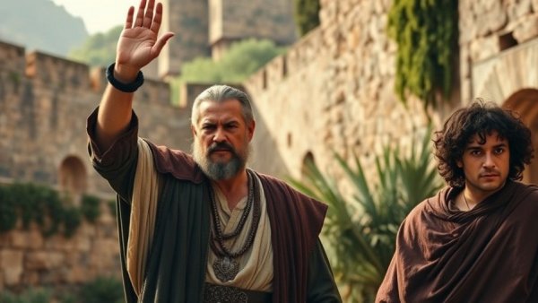 Key moment from House of David Season 2, with historical figures in ancient setting.