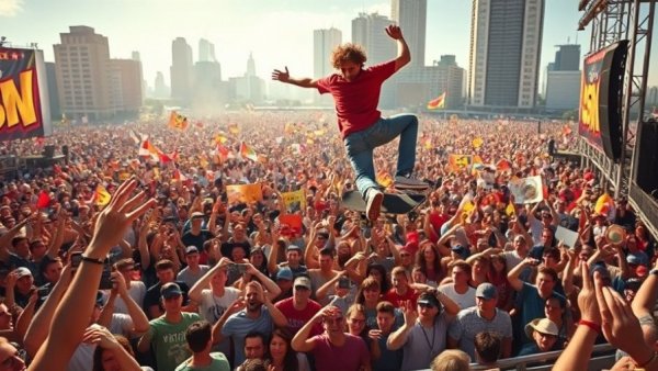 Vans Warped Tour legacy captured with energetic skateboarding scene.