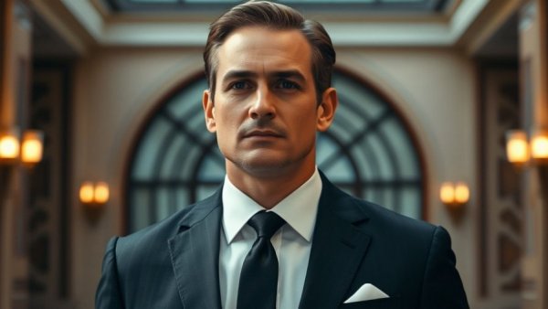 Channing Tatum shoulder surgery recovery in formal black suit under soft lighting.