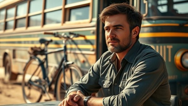 Reflective man seated outdoors near bike, highlighting Paradise Season 2 finale viewership.