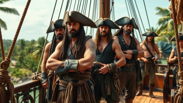 Group of pirates on a ship from Assassin's Creed Black Flag sequel.