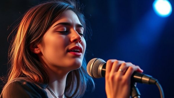 Cover of What Was I Made For: Young female singer on stage with spotlight.