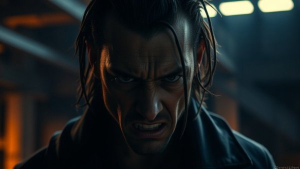 Lobo vs Aquaman crossover character with dramatic lighting.