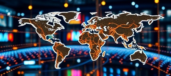 groundbreaking technology transformation, empowering, reshaping human experience, photorealistic, cross-continental network hubs with seamless connectivity, highly detailed, real-time data streams, intricate design, holographic glow, ambient LED lighting, shot with a tilt-shift lens.