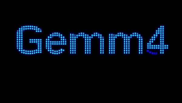 Gemma 4 digital graphic with data pattern and text.