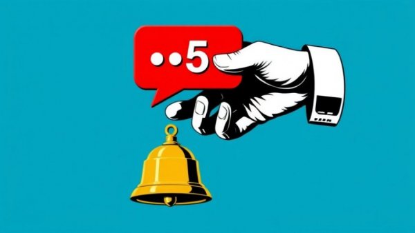 Push Notifications Security: Hand holding a notification icon near a bell.